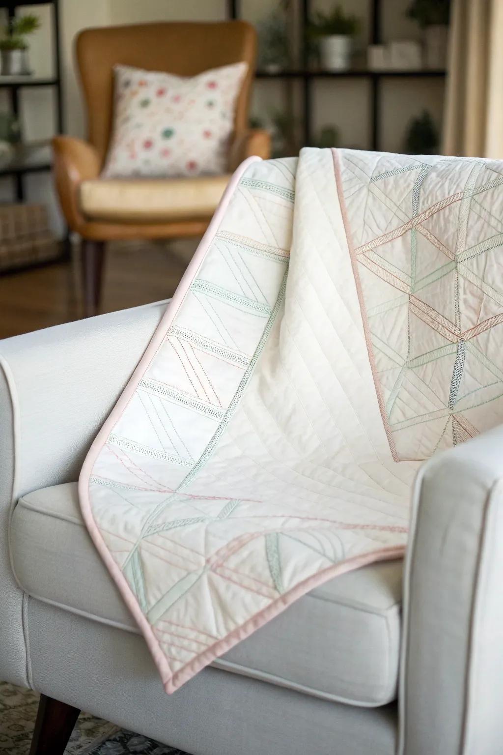 Minimalist quilts impart a soft sense of elegance through their neat lines and simple designs.