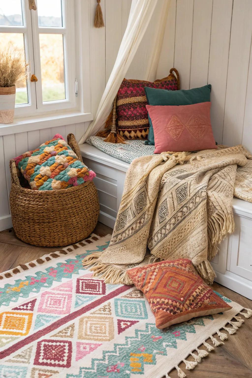 Textures and patterns bring vibrancy to a contemporary Southwestern interior.