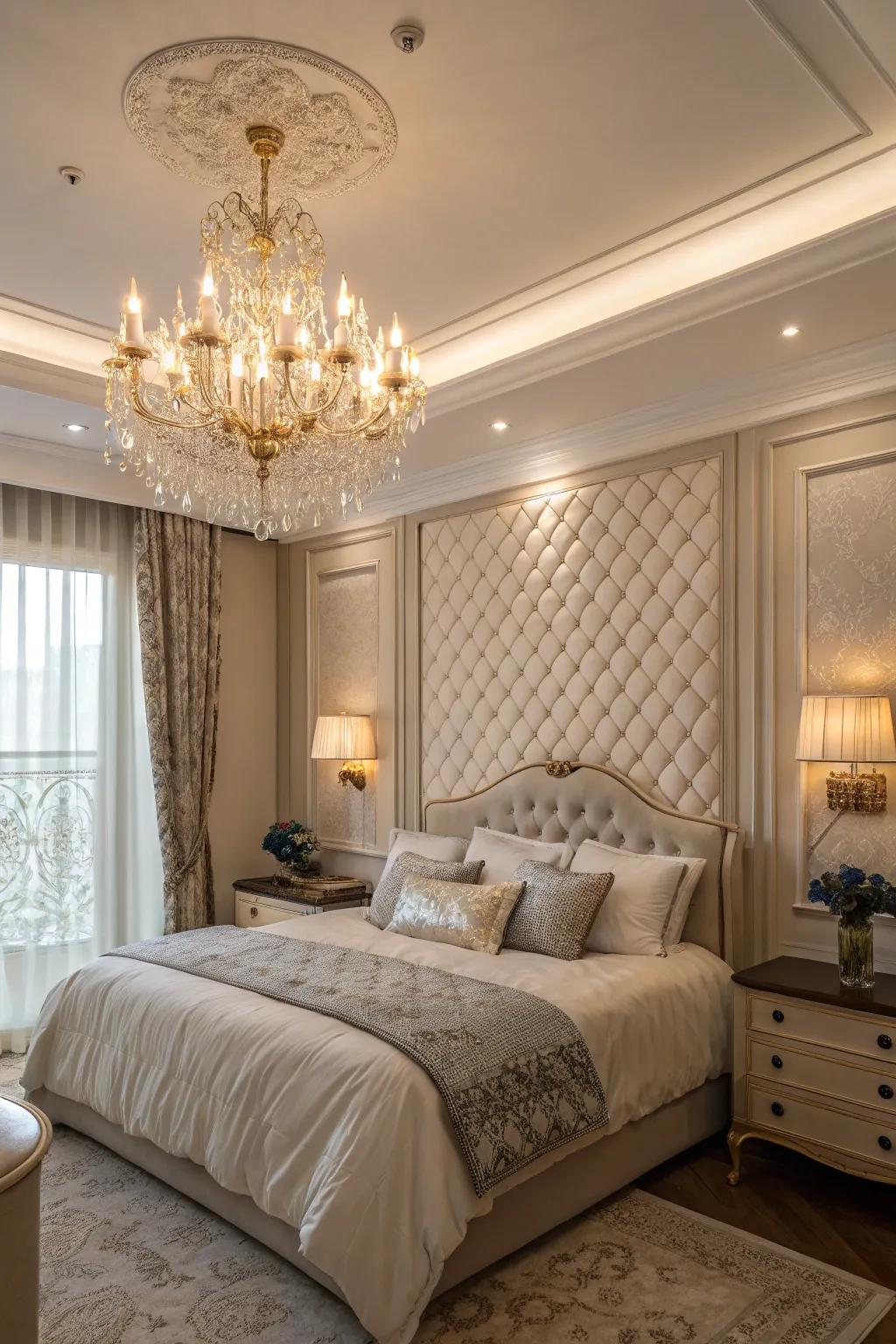 A statement pendant fixture adds a sense of refinement and drama.