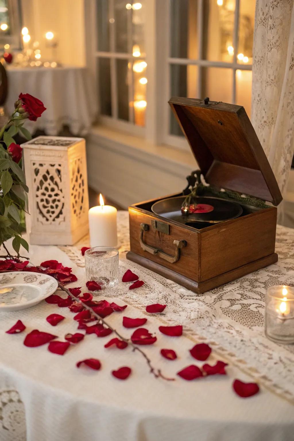 A sentimental music box setting that expresses affection.
