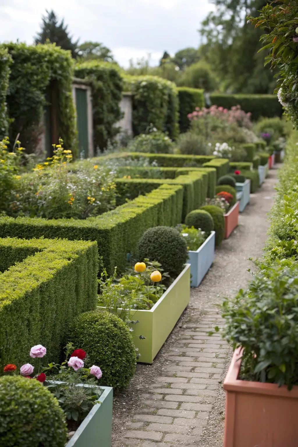 Zoning creates functional and inviting spaces in a narrow garden.