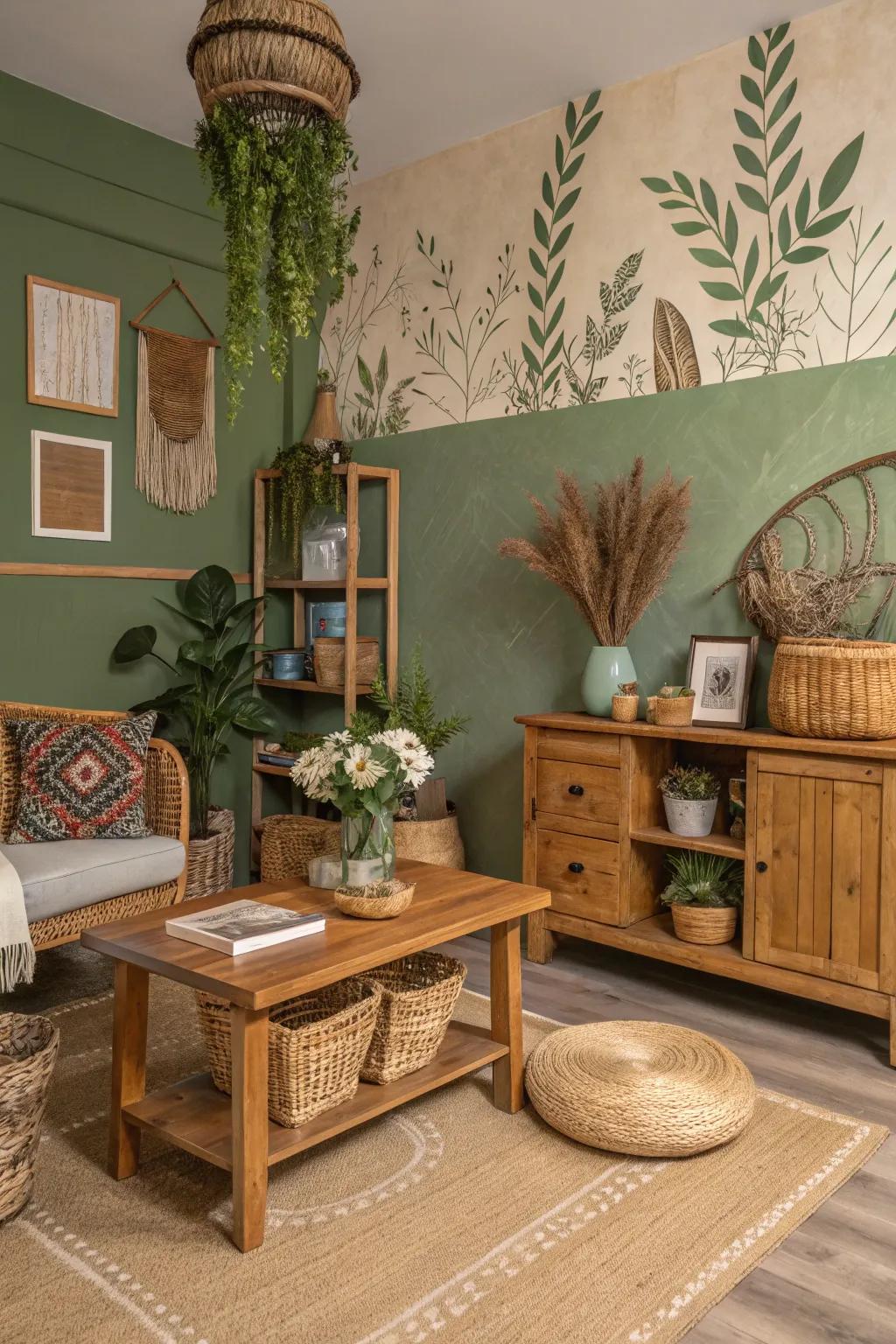 Earthy shades establish a peaceful atmosphere reminiscent of your preferred park.