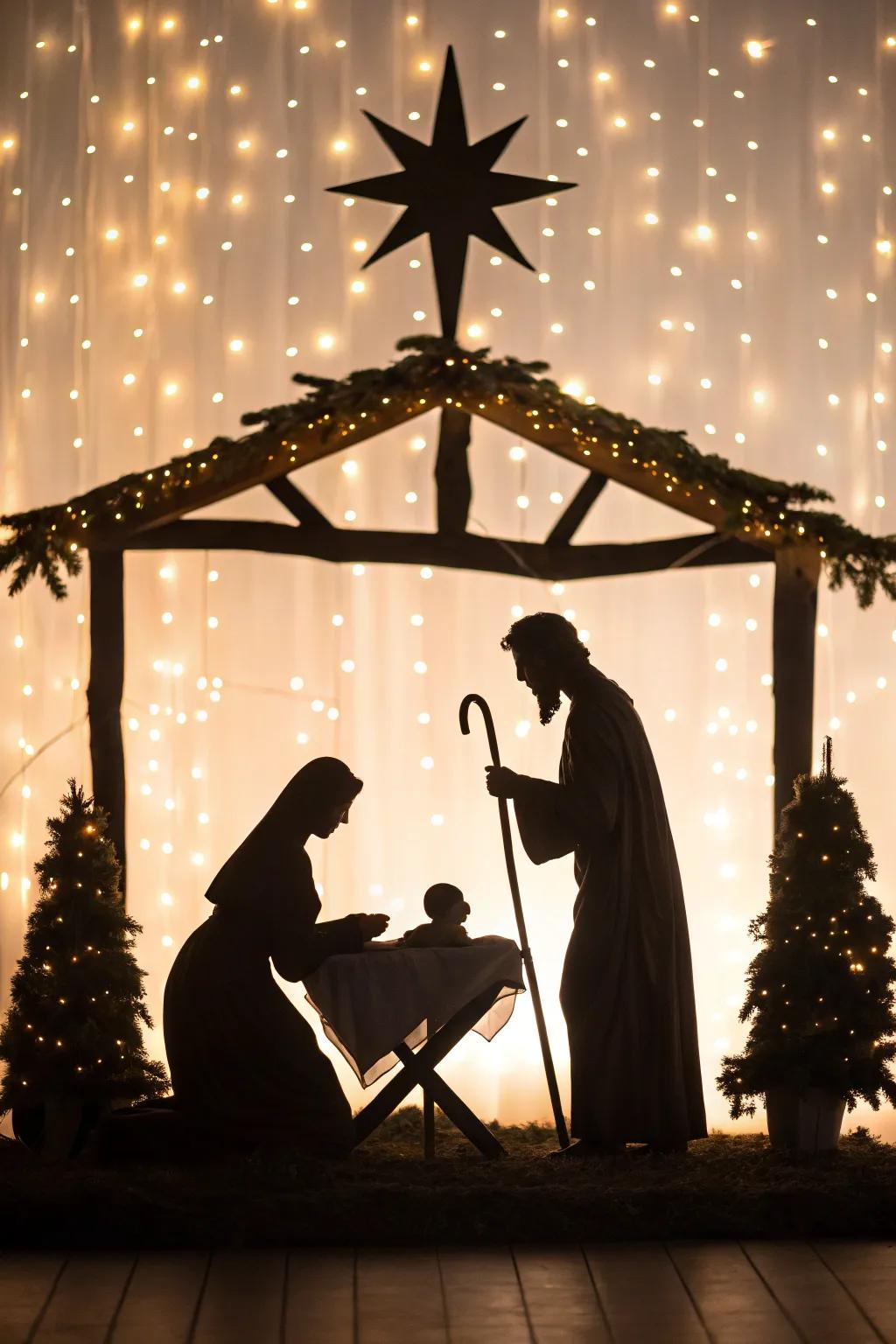 Silhouette art produces a modern and significant nativity scene.