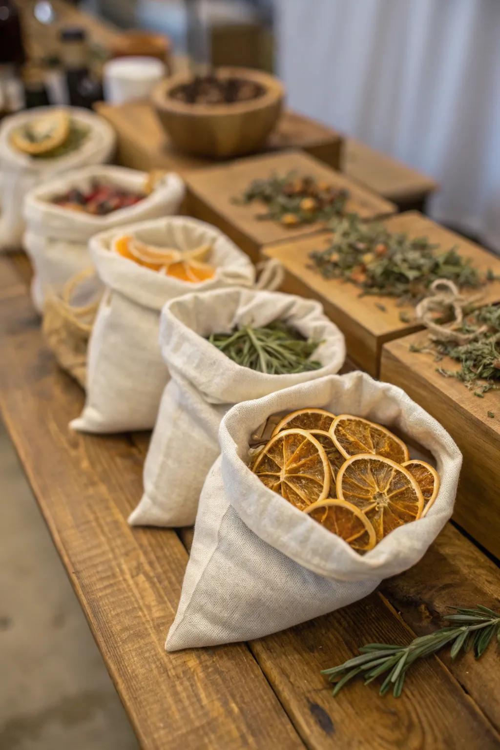 Citrus and botanical pouches provide a delightful scent to any area.
