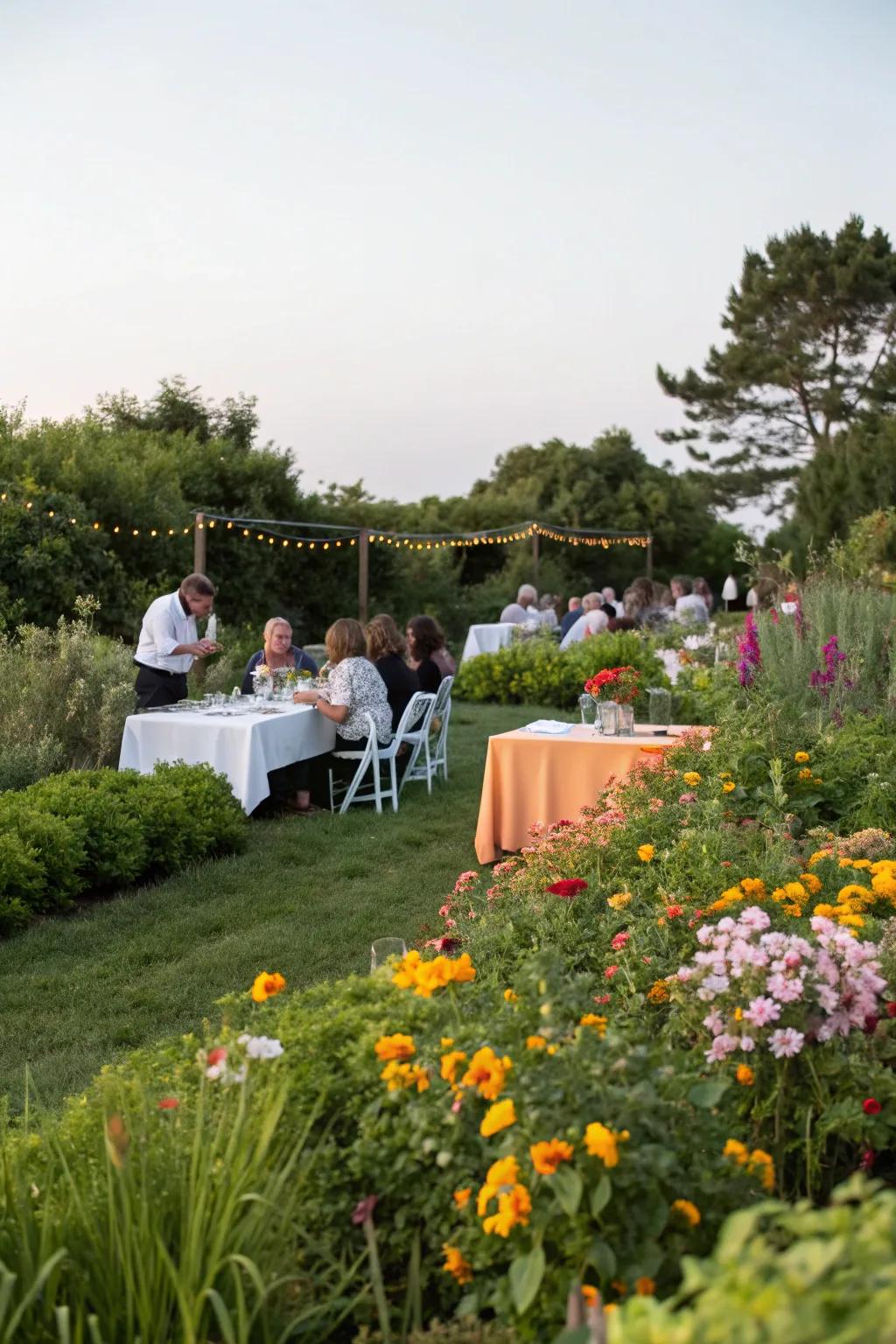 A garden party enhanced by nature's own beauty.