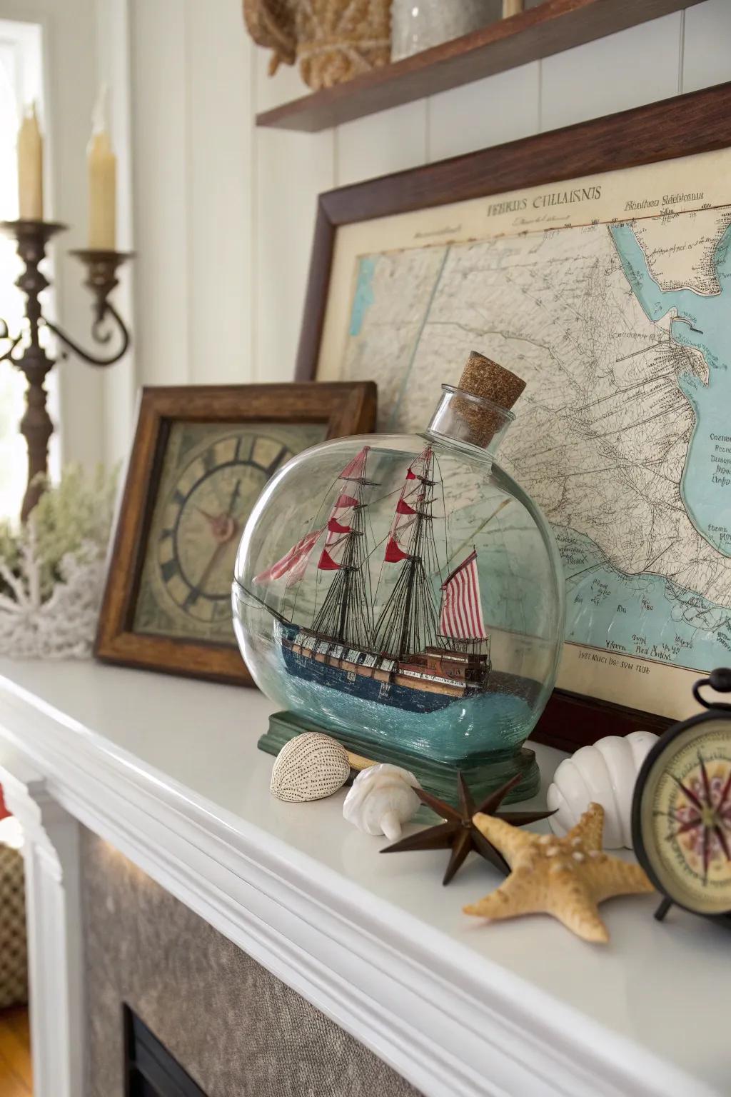 This vessel in a bottle is a timeless piece of maritime decor.