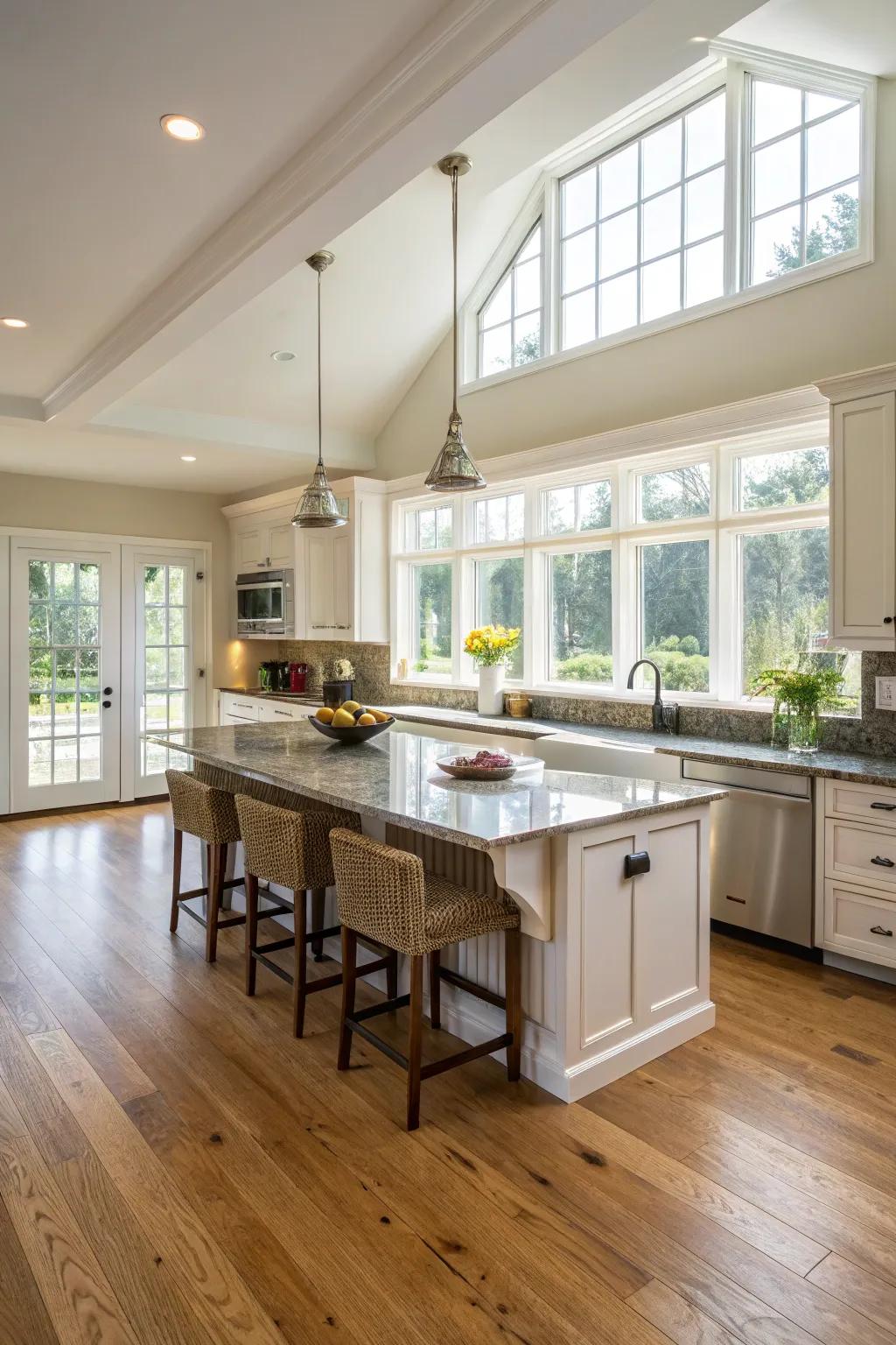 Expansive configuration underscoring the elegance of hardwood floors.
