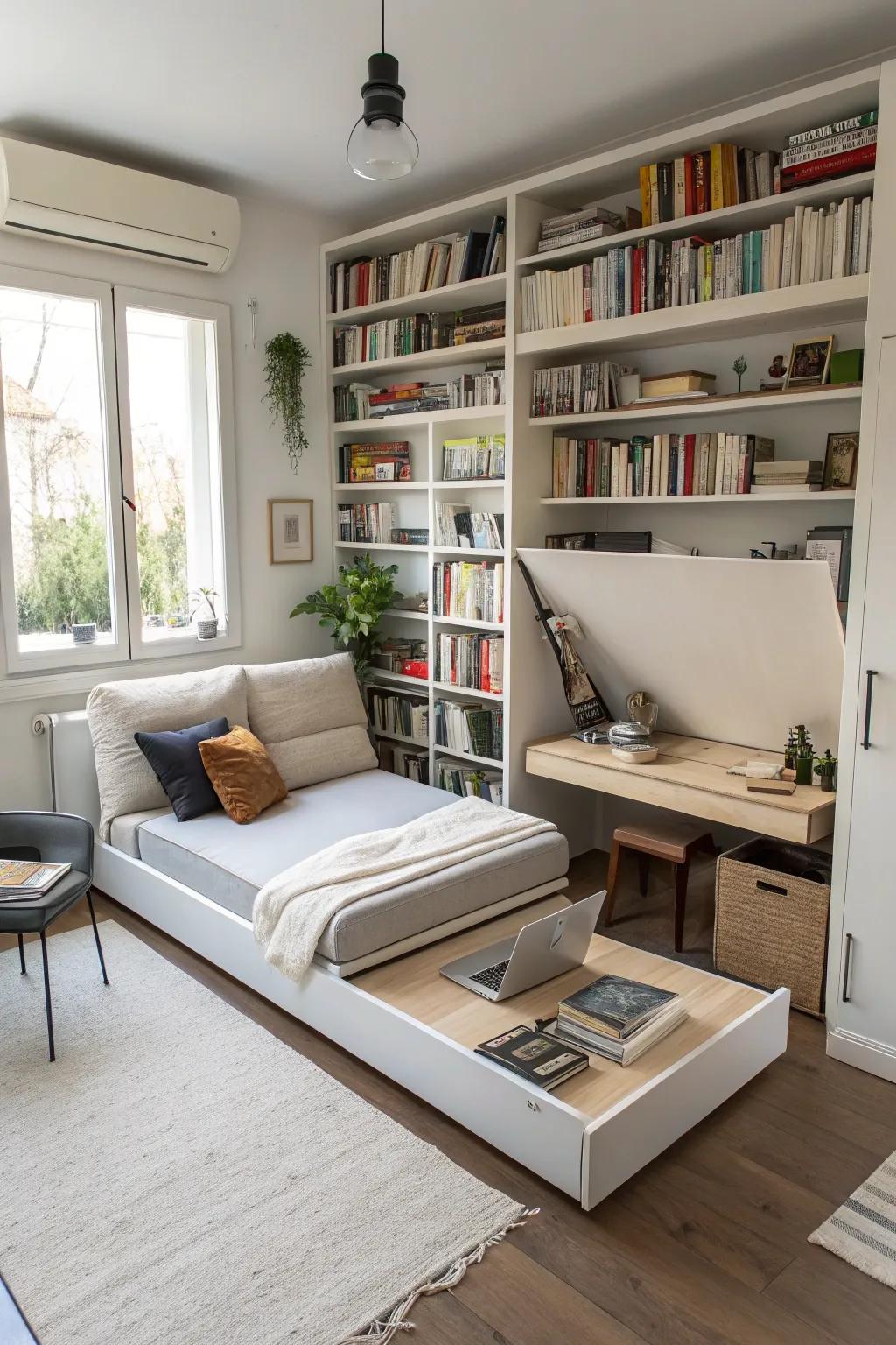 Choose furniture that offers multiple uses to conserve space.