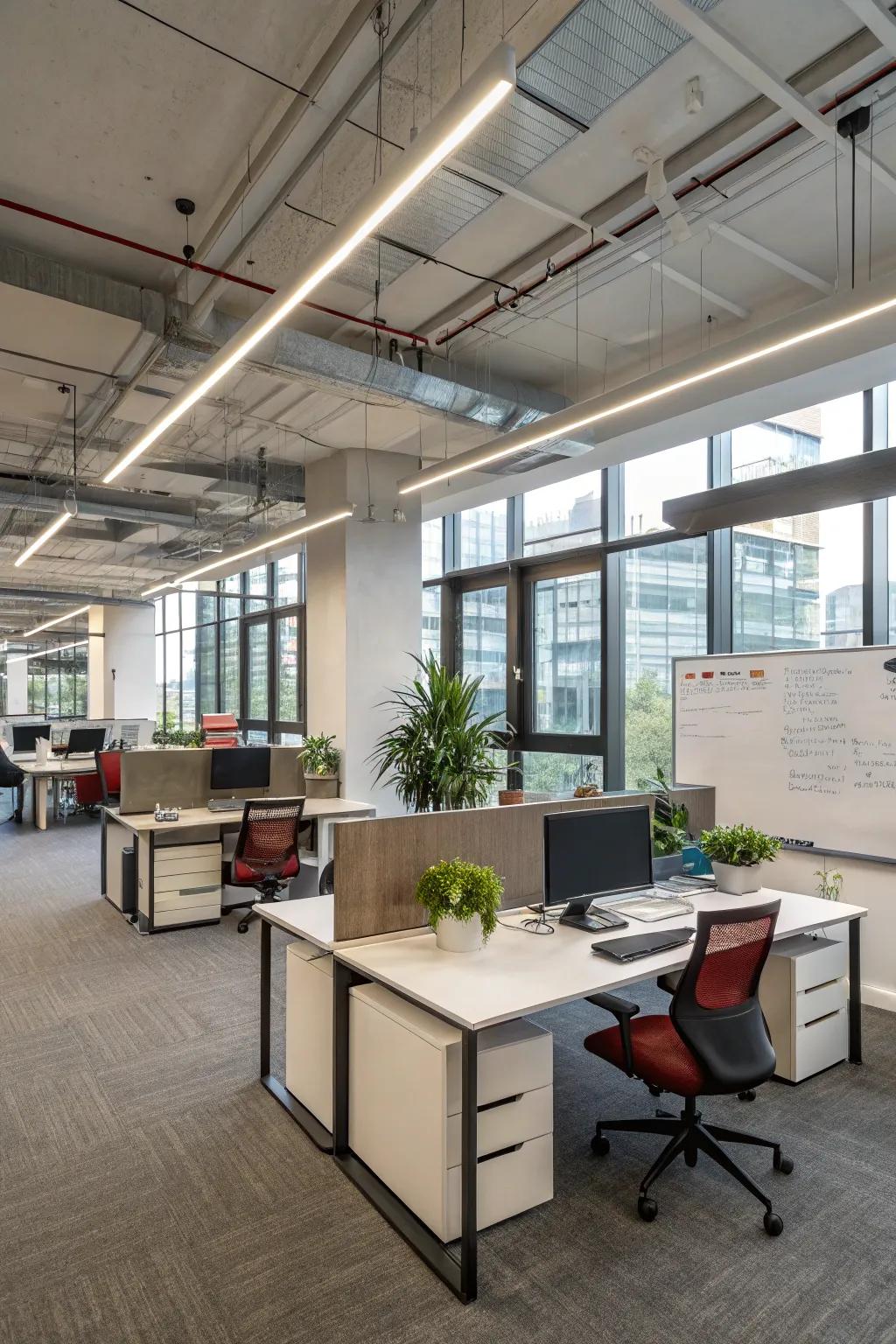 Consistent office lighting ensures a vibrant and effective workspace.