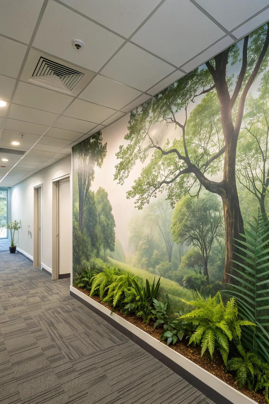 Cultivate a peaceful office environment with murals inspired by nature.