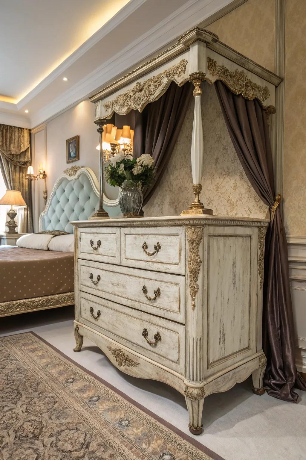 Vintage dressers infuse charm and persona.