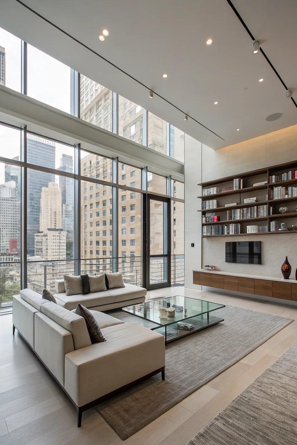 Practical and stylish contemporary furniture accentuating the open concept.