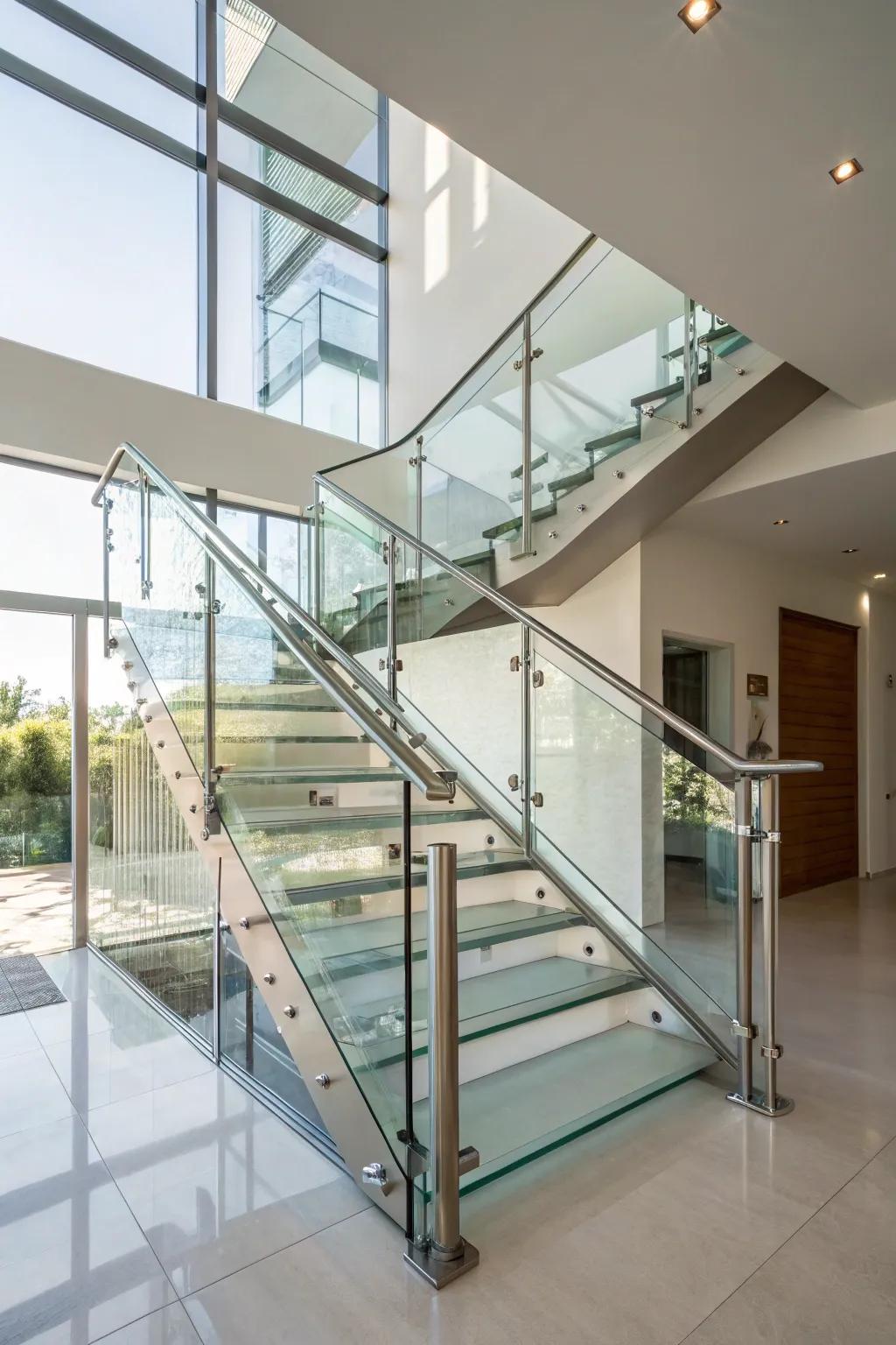 Glass railings provide safety without sacrificing openness.