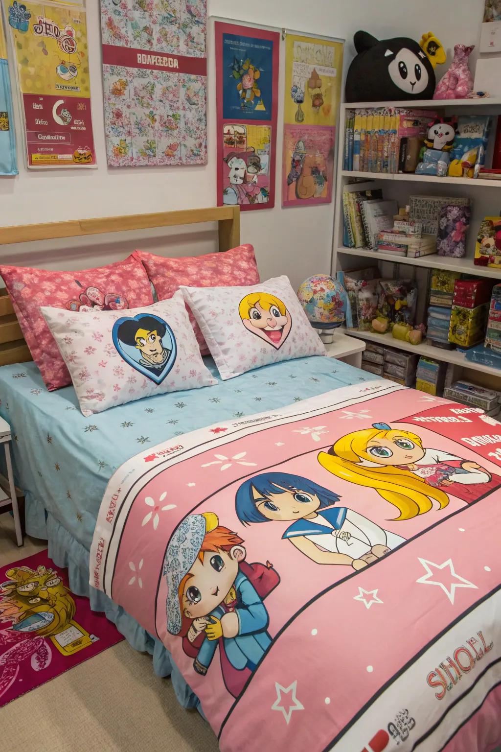 Anime-inspired bedding transports your beloved characters into your dreams.