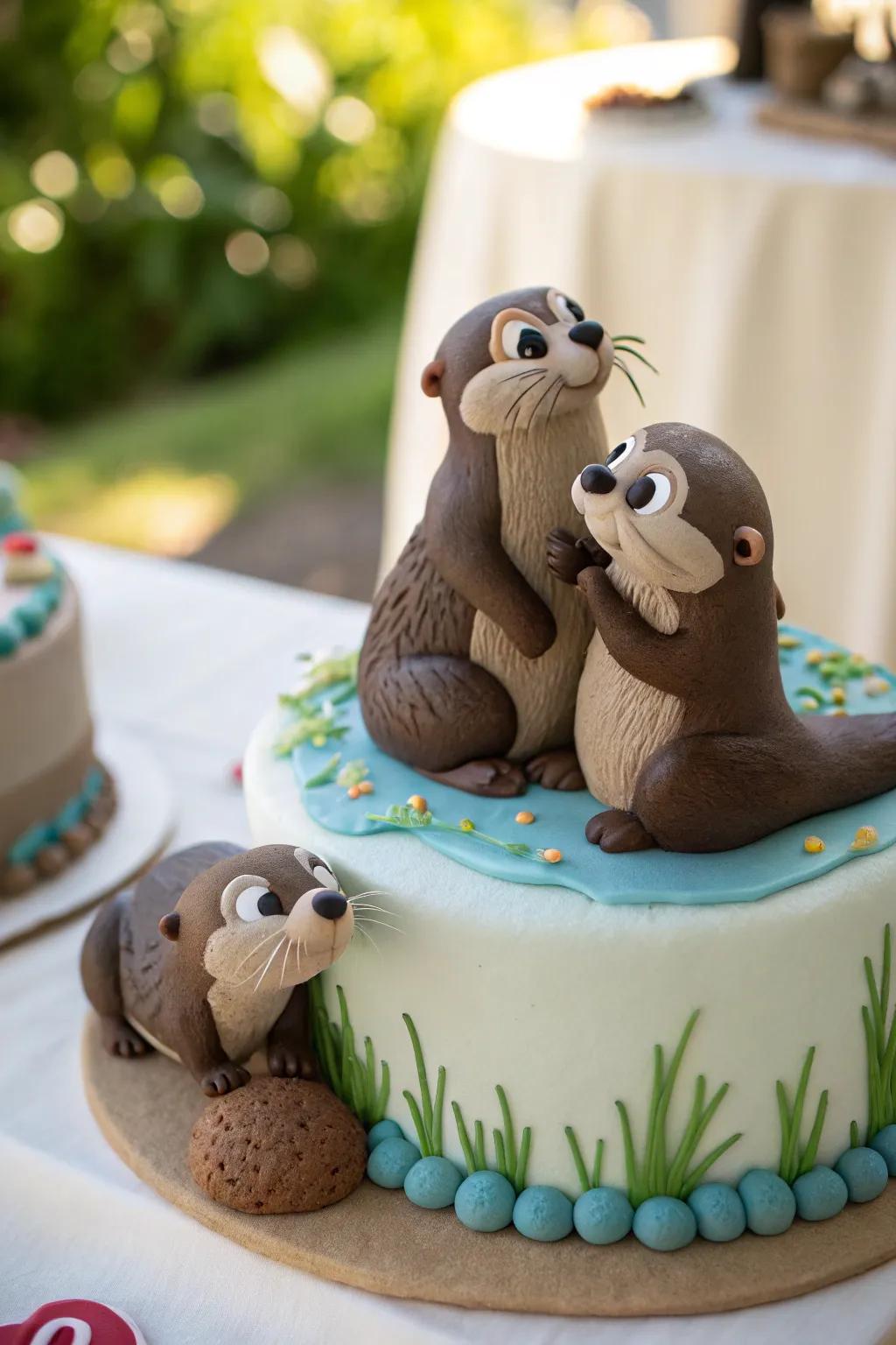 Sugary otters append a sweet note to any cake.