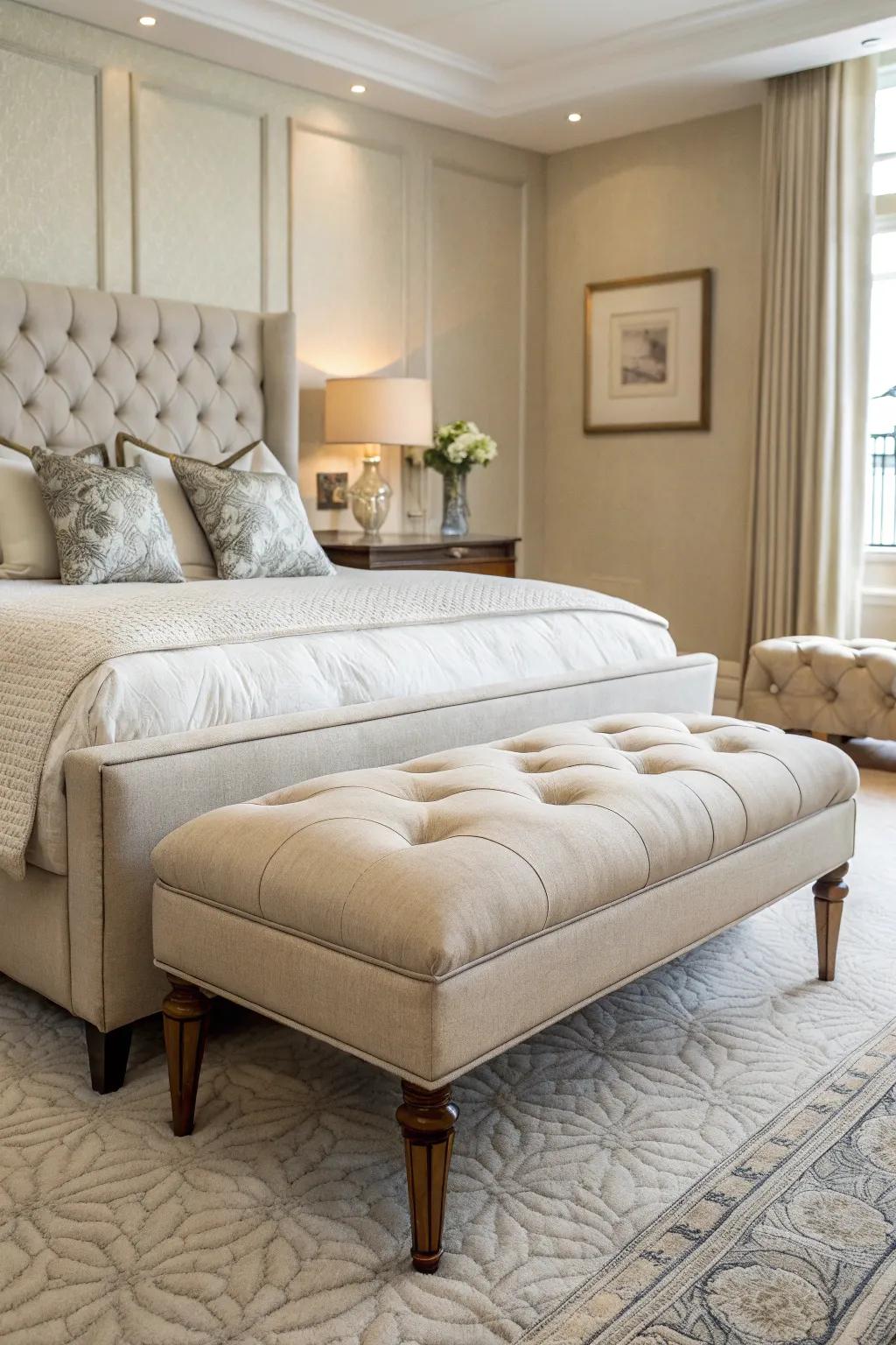A luxurious ottoman enhancing bedroom appeal