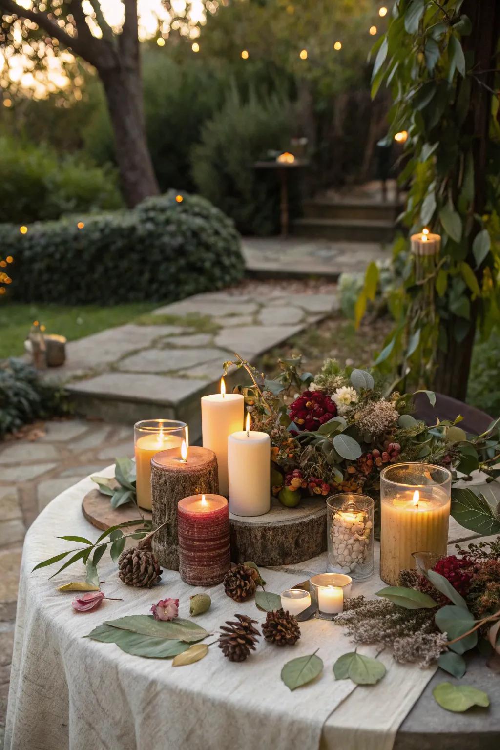Tabletop candle groupings contribute elegance to any setting.