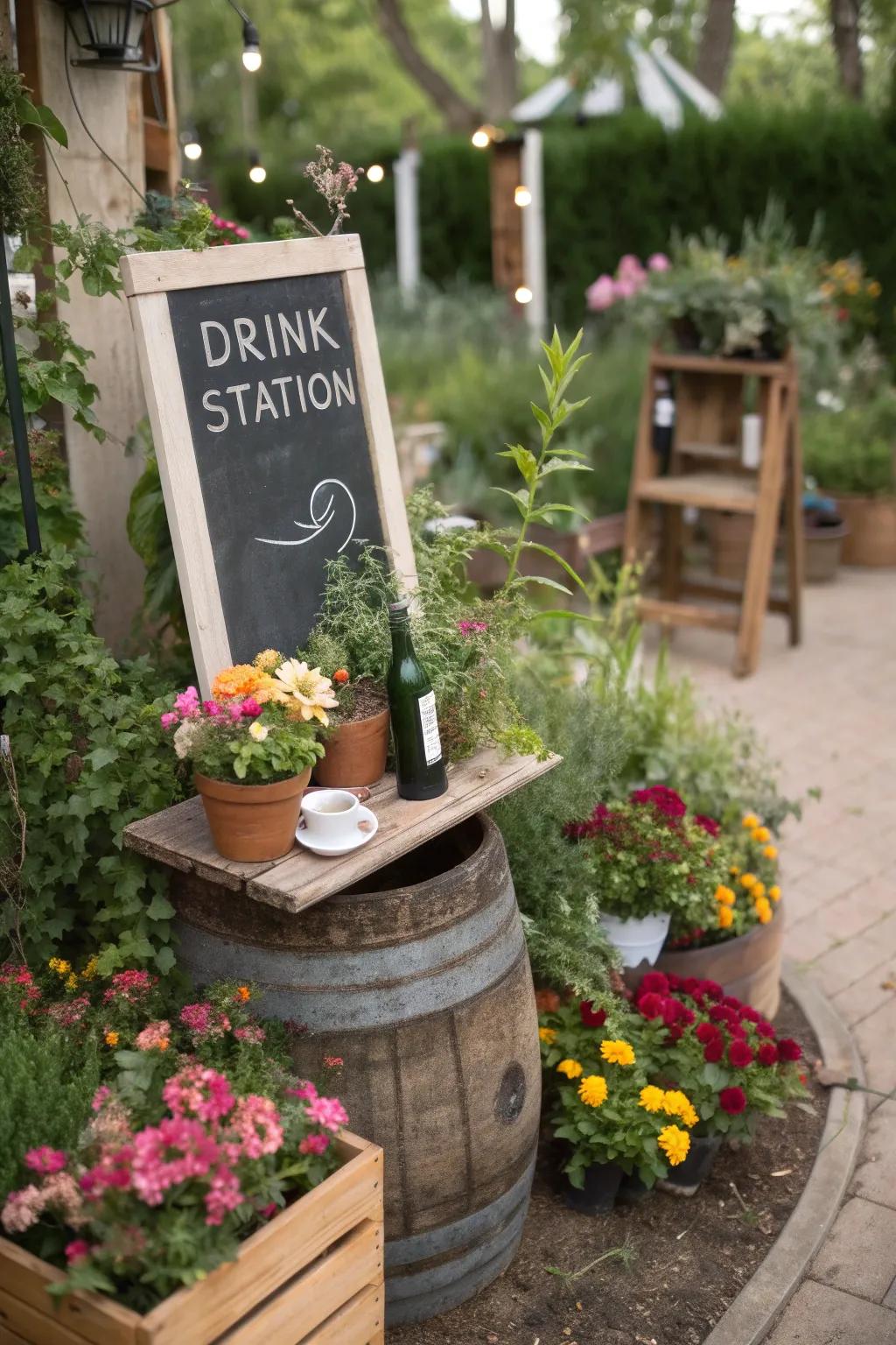 Blackboard-style signs contribute a customized aspect to your refreshment station.