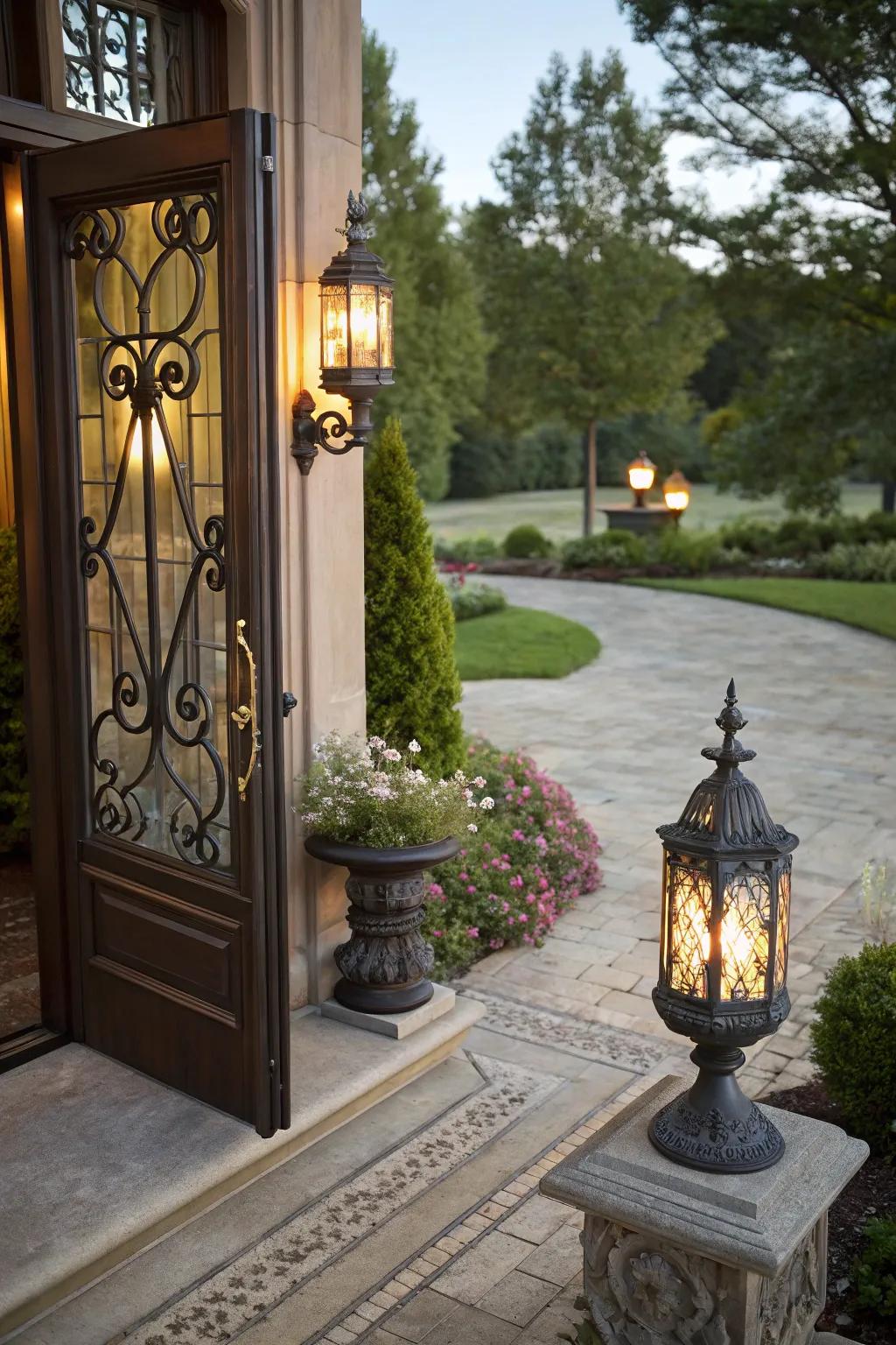 Lanterns furnish both functional lighting and a comforting, inviting glow.