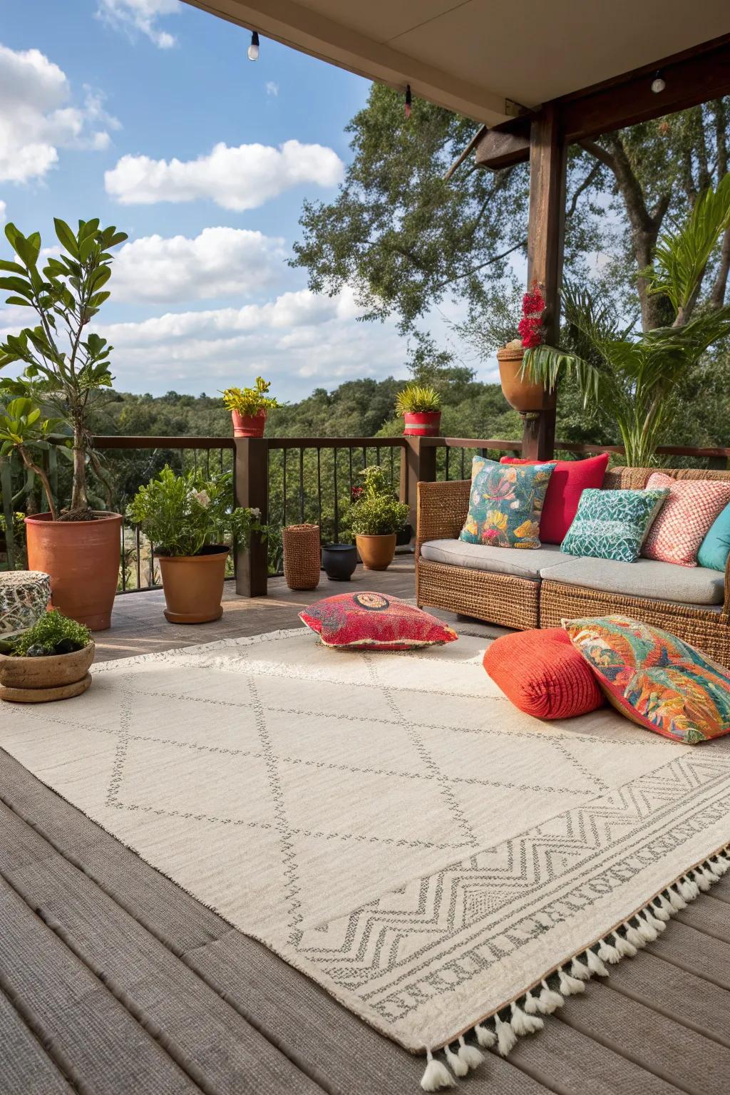 Neutral floor coverings provide an ideal foundation for colorful highlights.