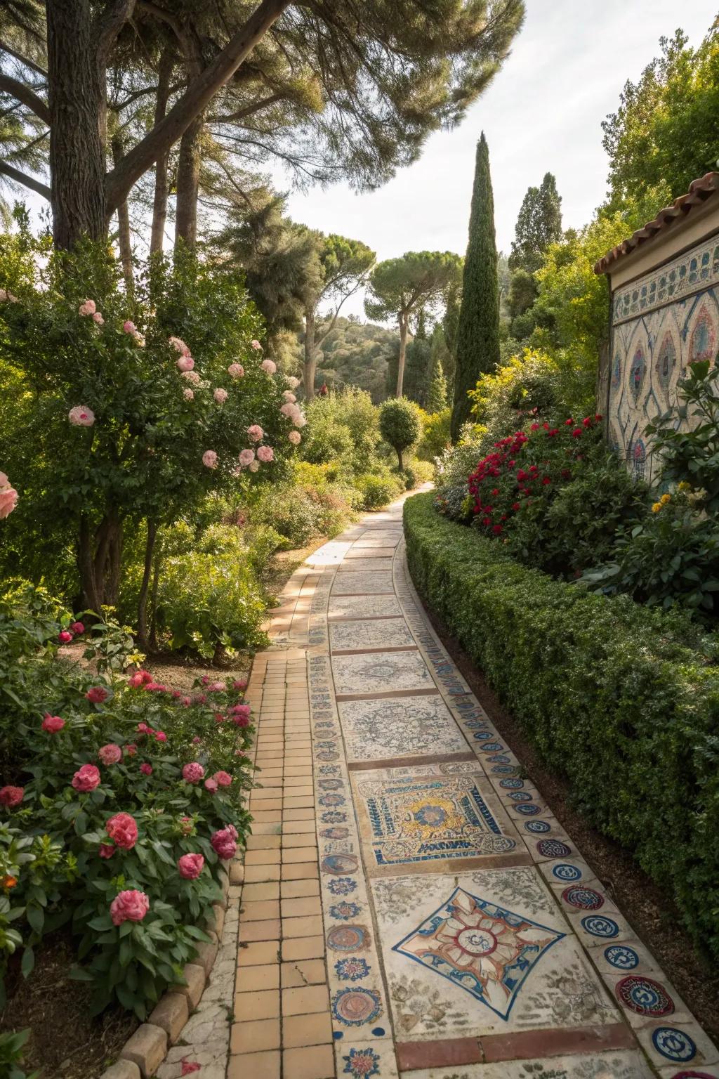 Impart allure to your garden by means of exquisitely tiled walkways.