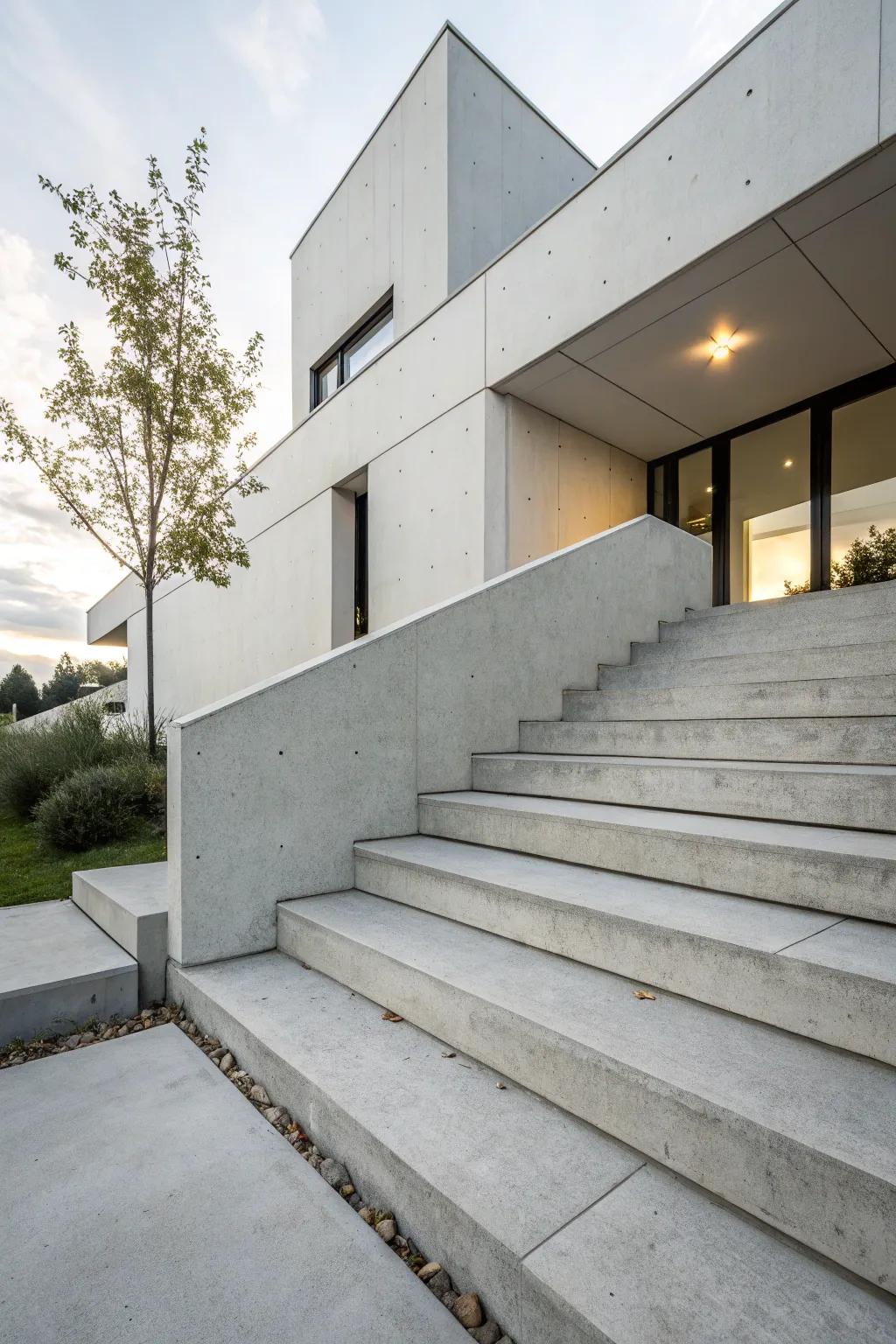Refined and modern concrete steps for a minimalist aesthetic.