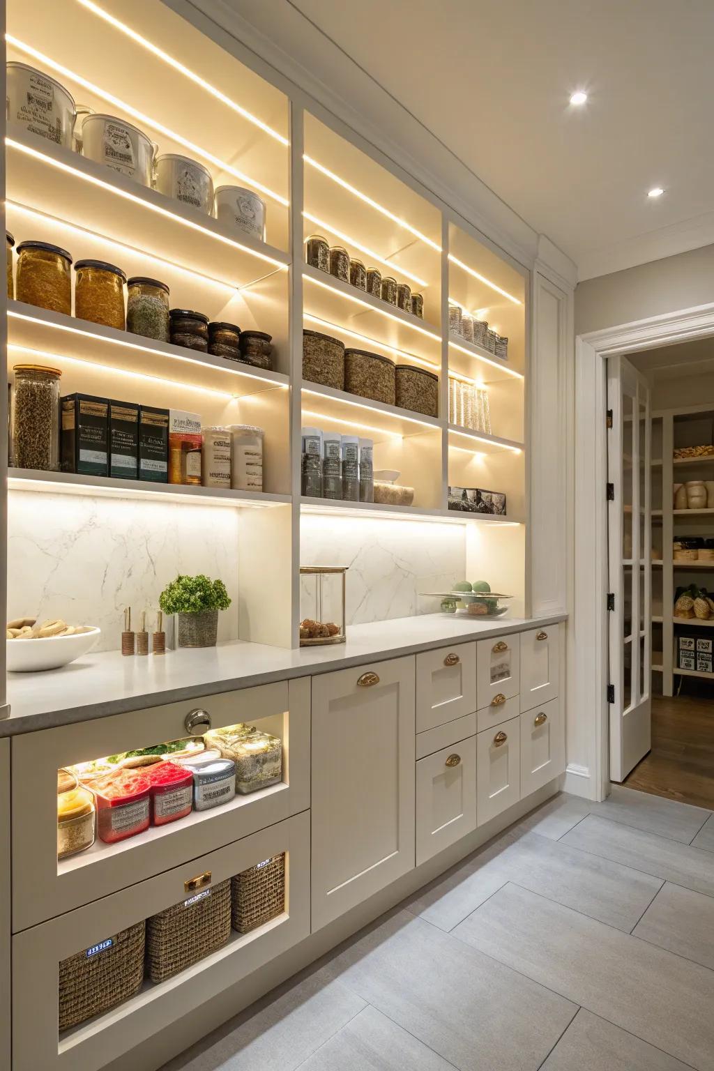 Appropriate lighting enriches your pantry experience.