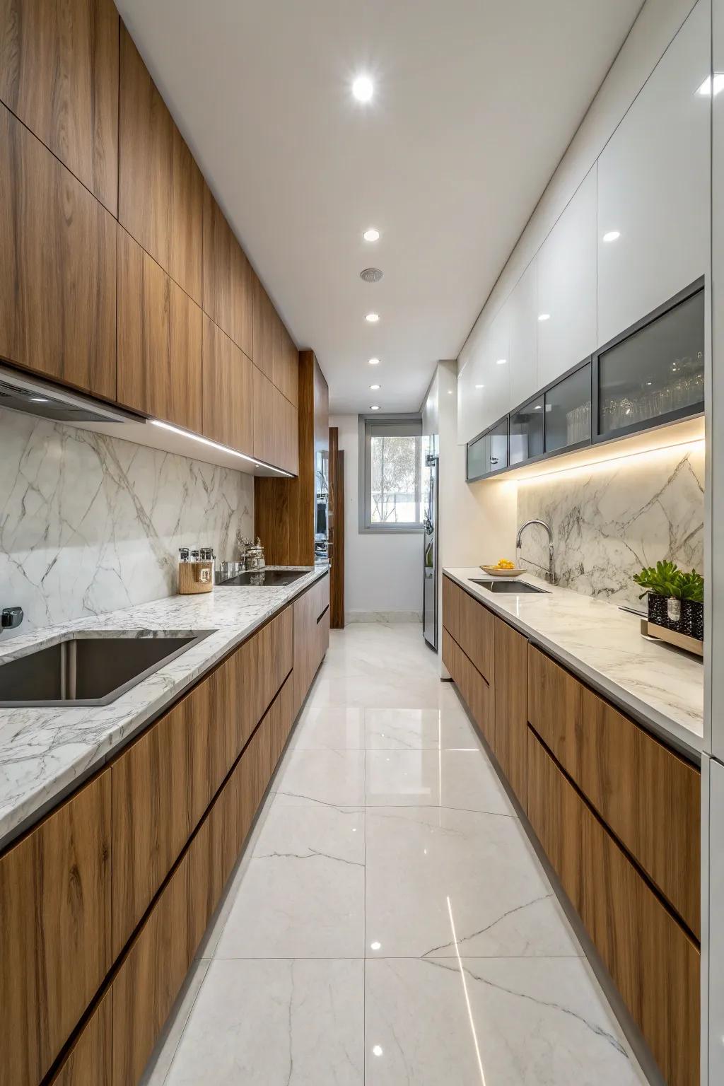 Natural stone worktops exude luxury and offer long-lasting beauty.