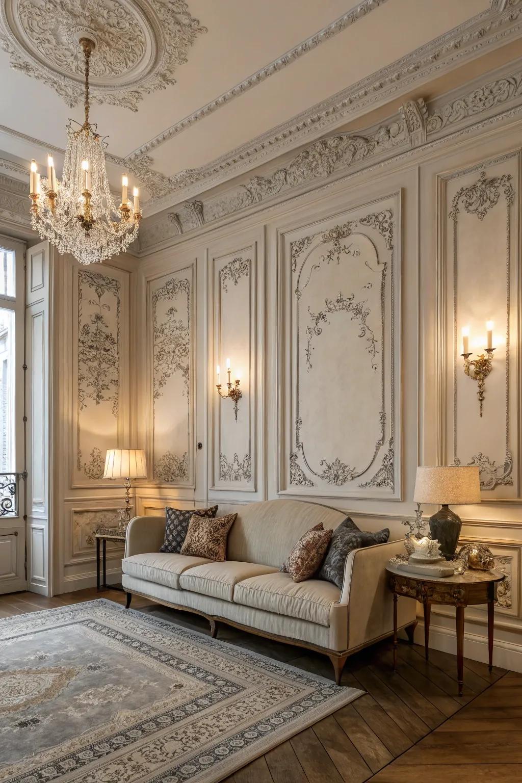 Elaborate accents enrich the traditional Parisian charm.