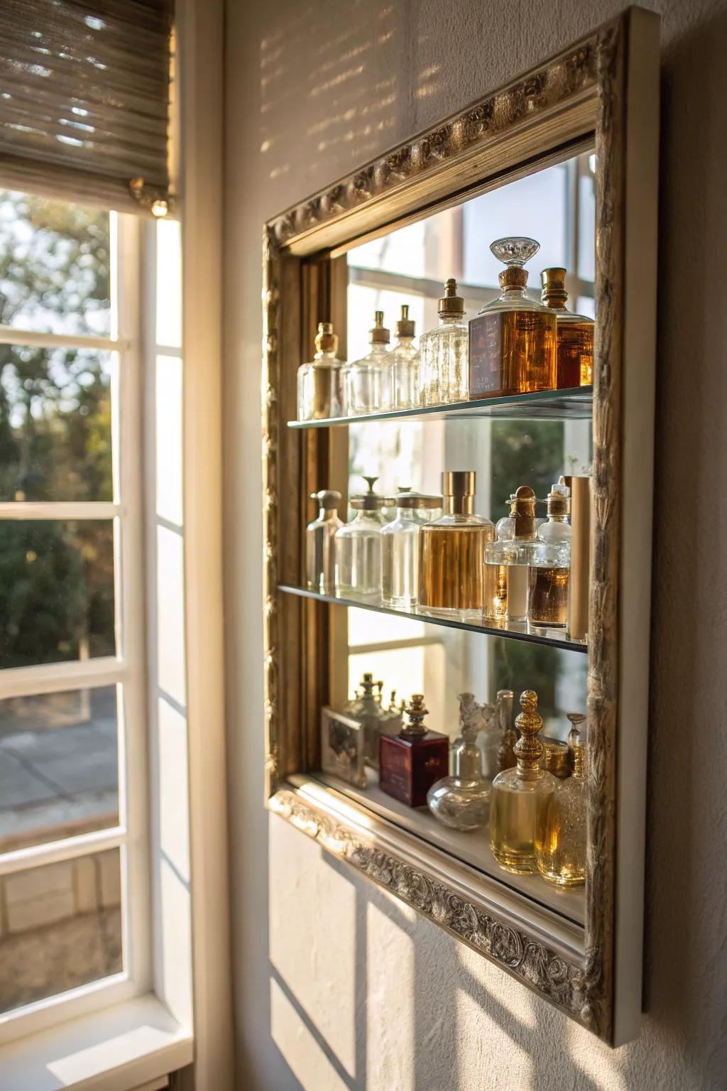 Mirrors enhance the depth and sophistication of your fragrance display.