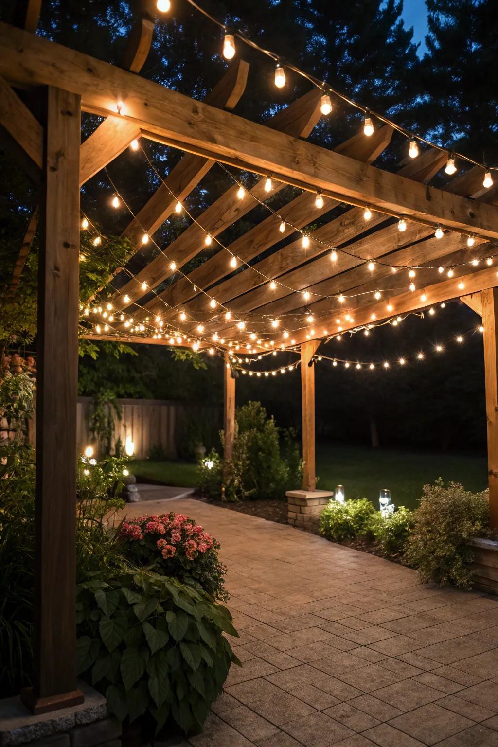 Fairy lights provide a magical atmosphere, ideal for nighttime get-togethers.