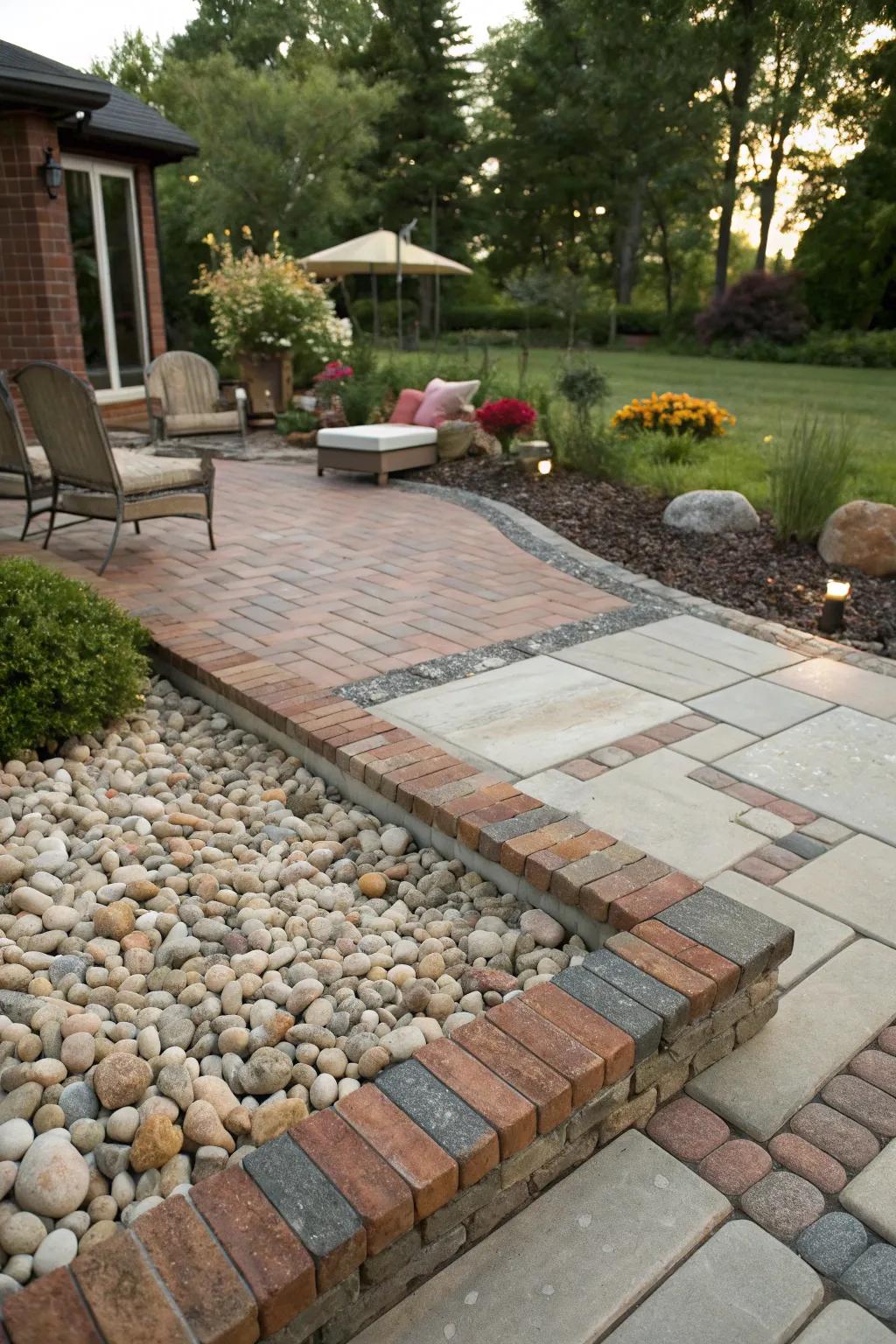 A vibrant combination of materials for a captivating and sustainable patio.