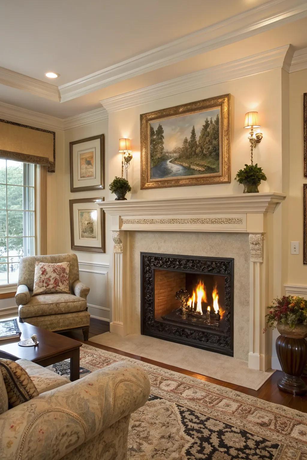 Draw attention to your fireplace using paneling.