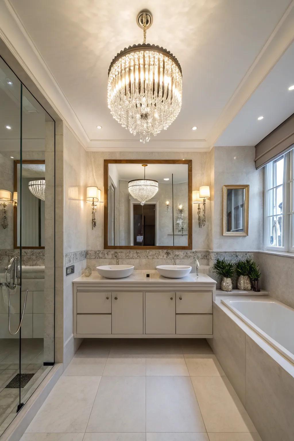 Illumination shapes the mood, rendering your bathroom a tranquil escape.