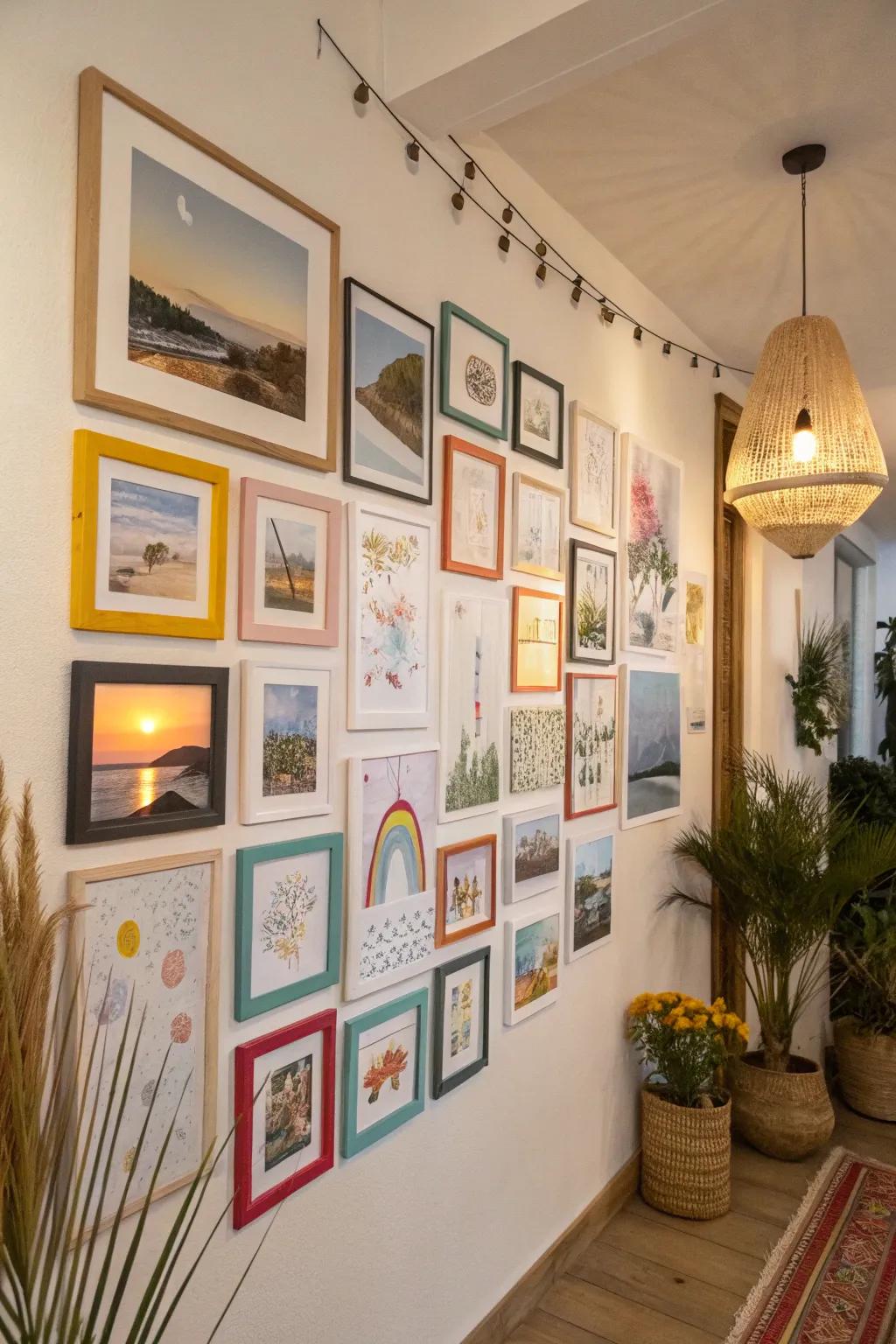 A customized collage-style print incorporating images and designs on a gallery exhibit.