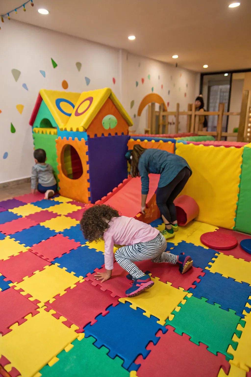 Foam carpets provide a gentle and cheerful indoor play surface.