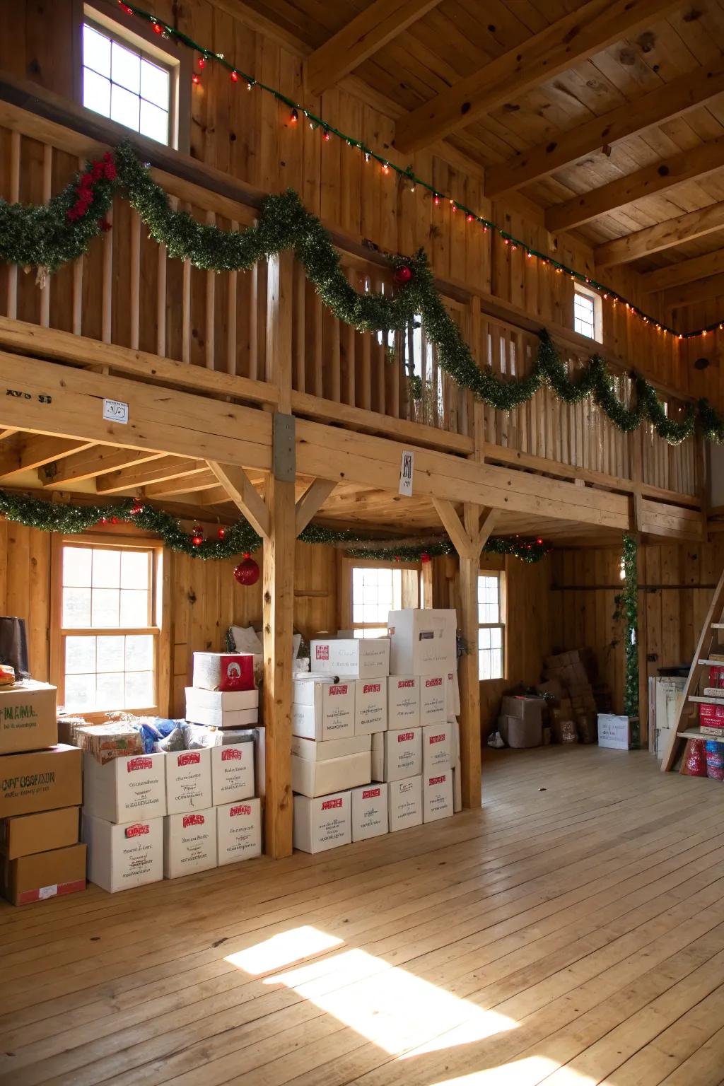 Loft storage maximizes vertical area for items not needed regularly.