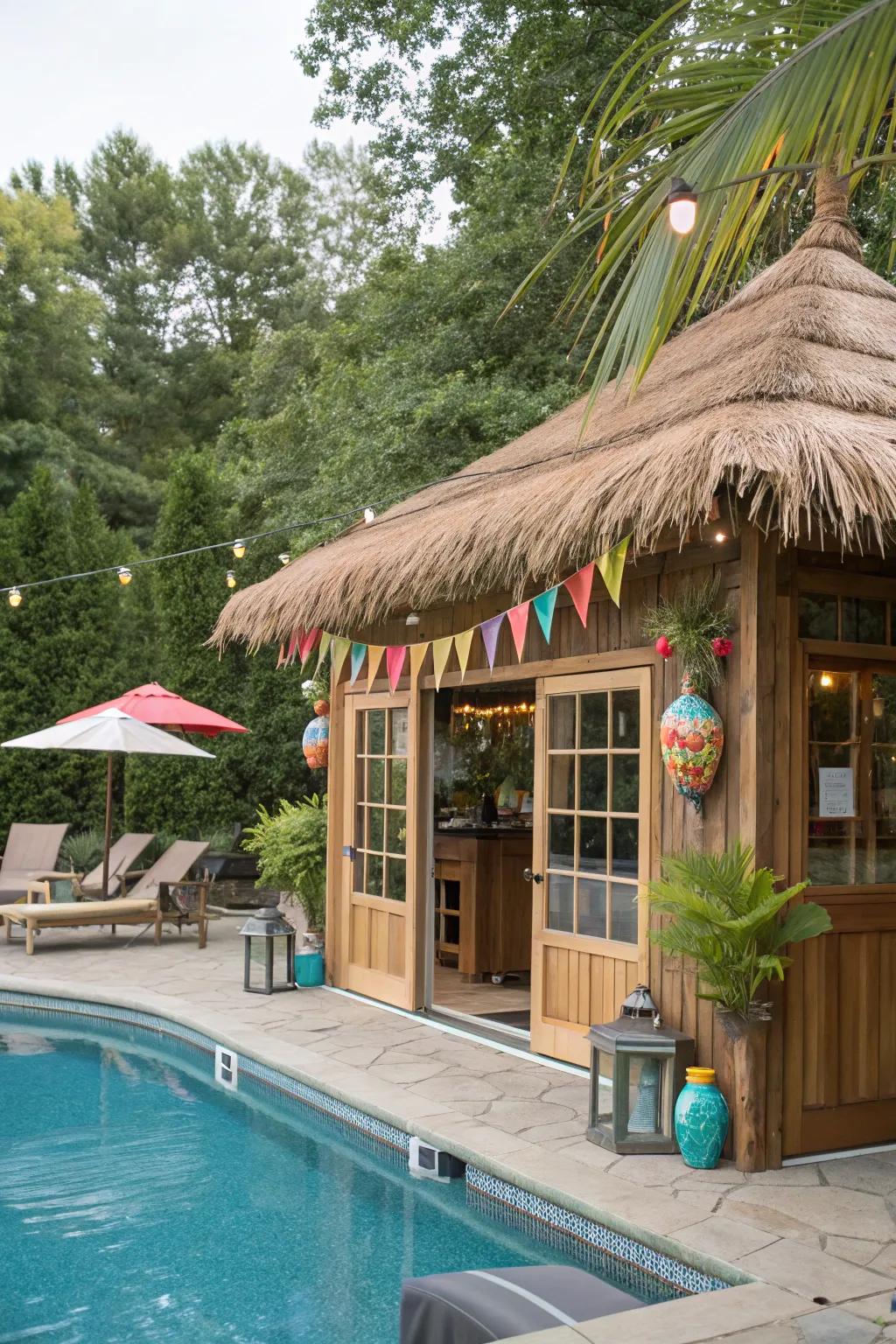 A tribal bar infuses your pool zone with tropical sensations.