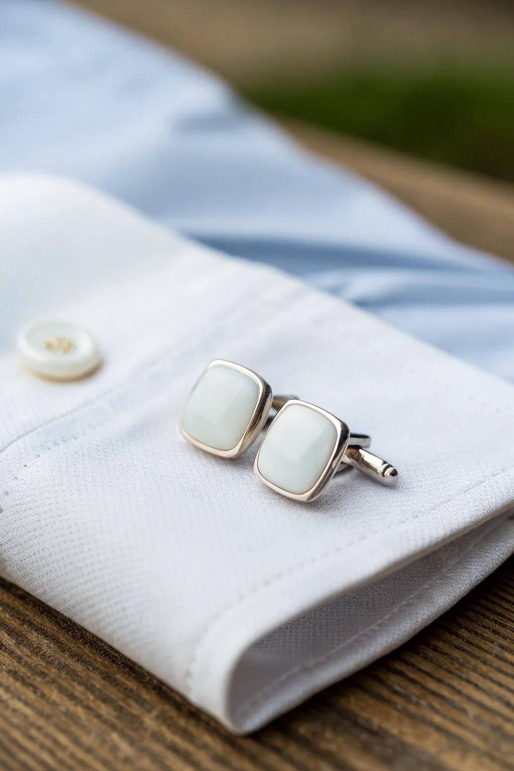 Refined fine china cuff links for a stylish appearance.