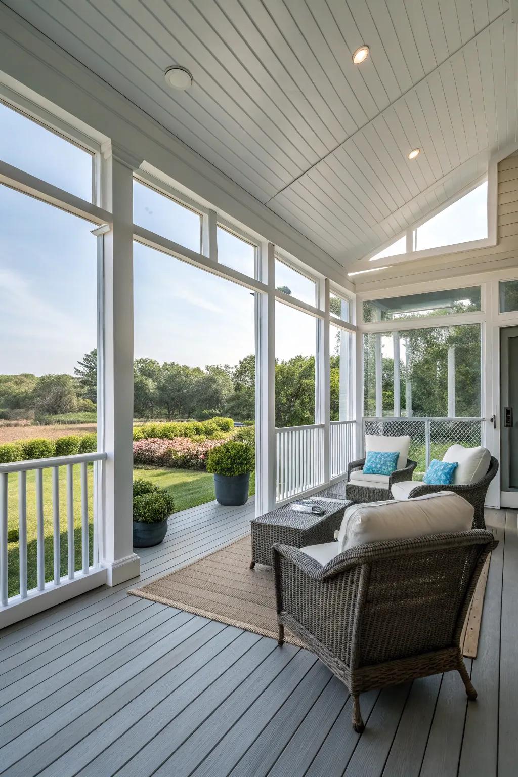 A contemporary porch featuring a versatile PVC knee wall.