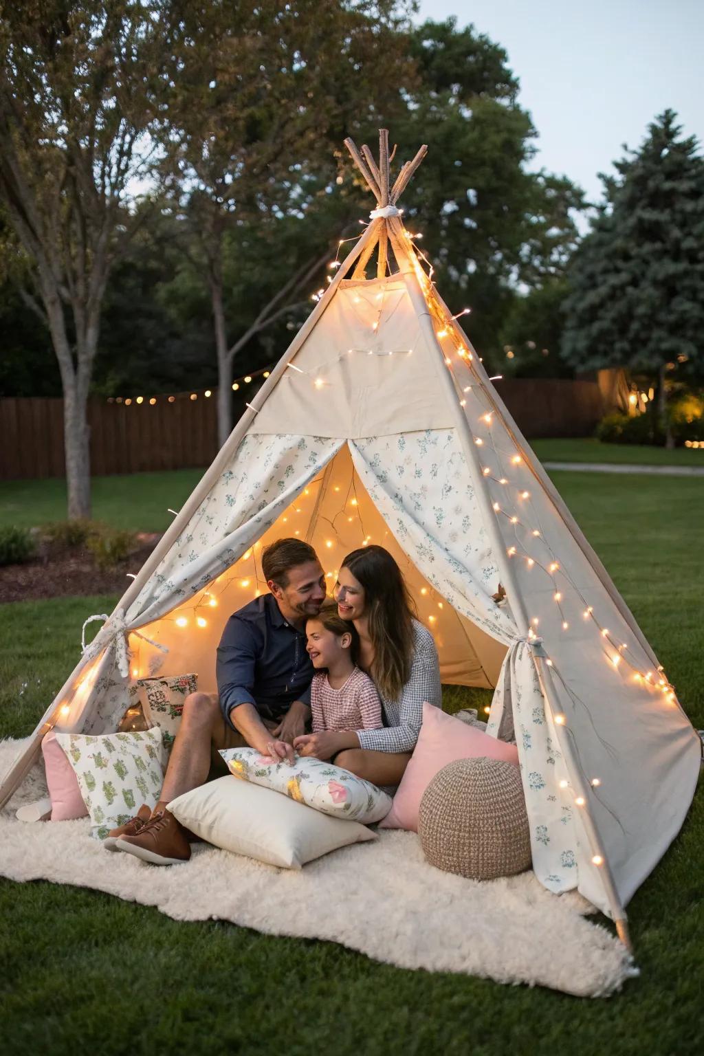 Cultivate a warm and lively ambiance with a delightful teepee.