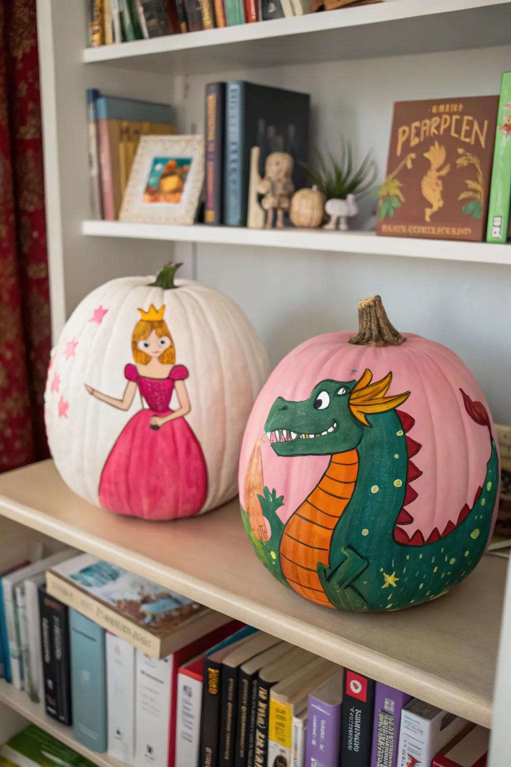 Charm your space with pumpkins inspired by fairy tale characters.