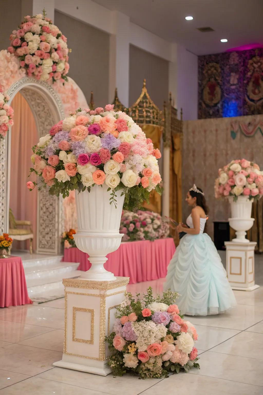 Flower scenery infuses the celebration with organic beauty.