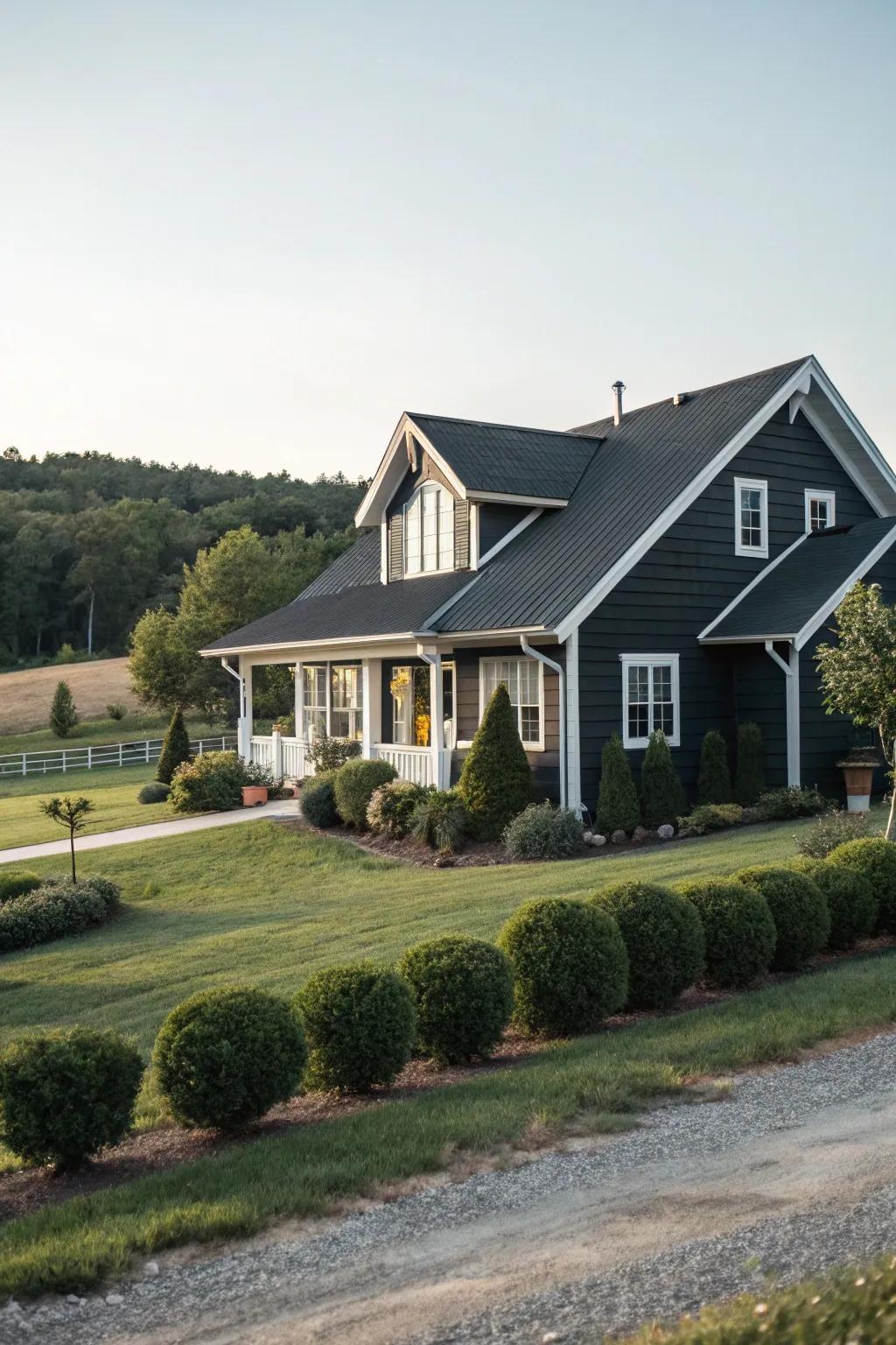 White trim introduces a refreshing and immaculate contrast to this ranch house.
