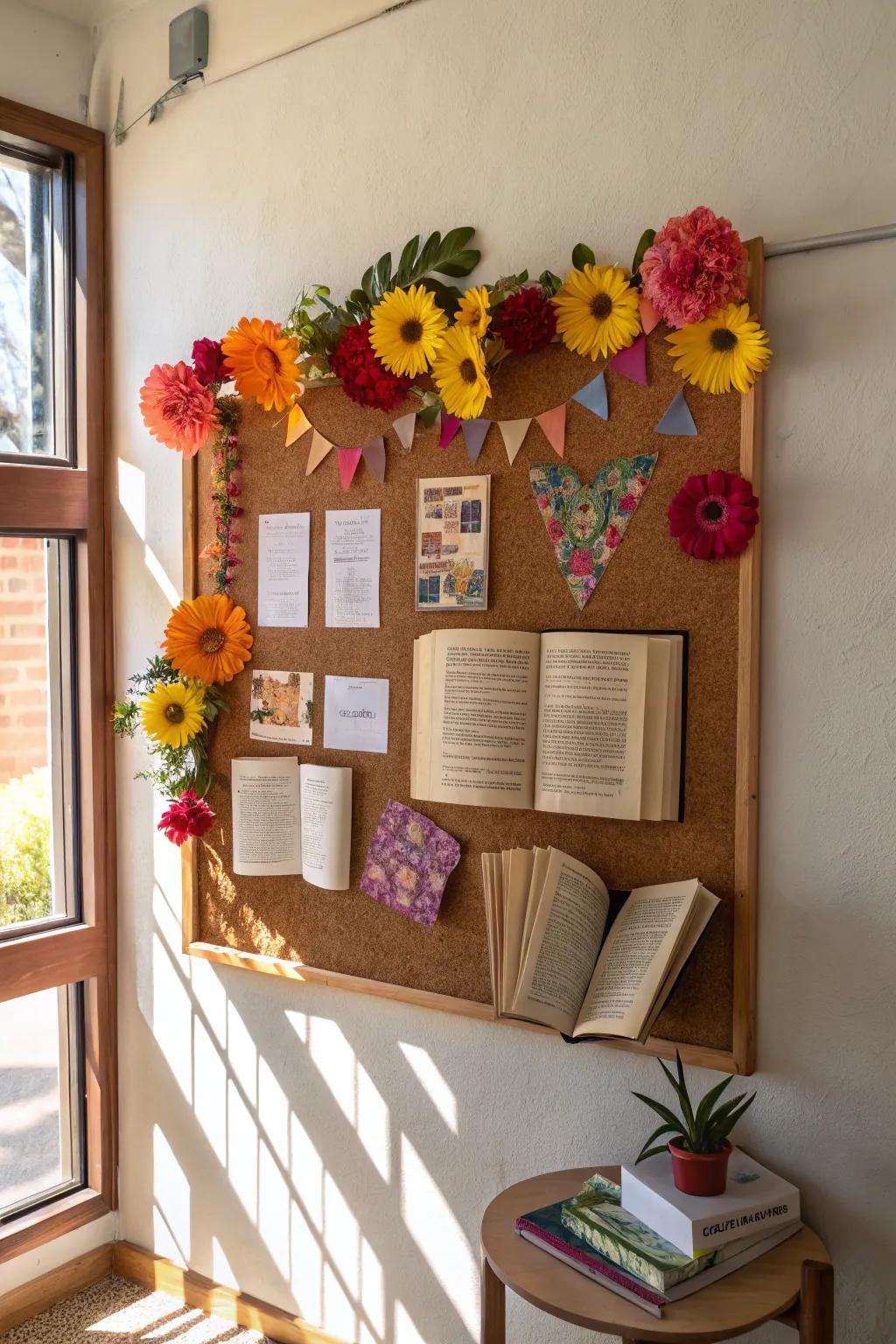 Floral themes symbolize the personal development fostered by reading.