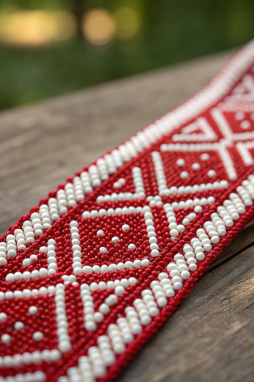 Make beautiful designs with ruby and snow pearls.