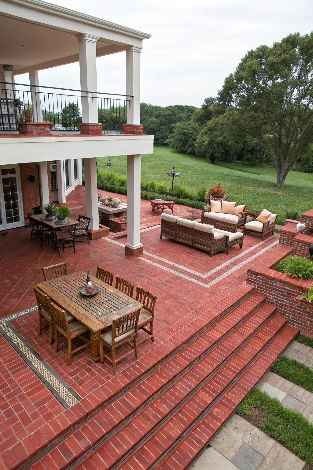 Tiered designs bring dimension and flair to your patio.