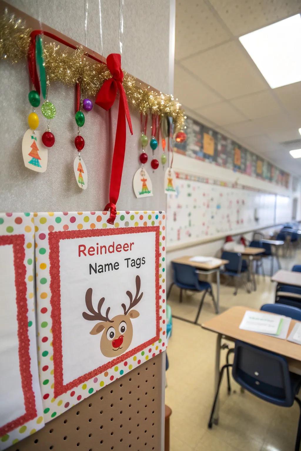 Participatory reindeer tag labels make your board both entertaining and individual.