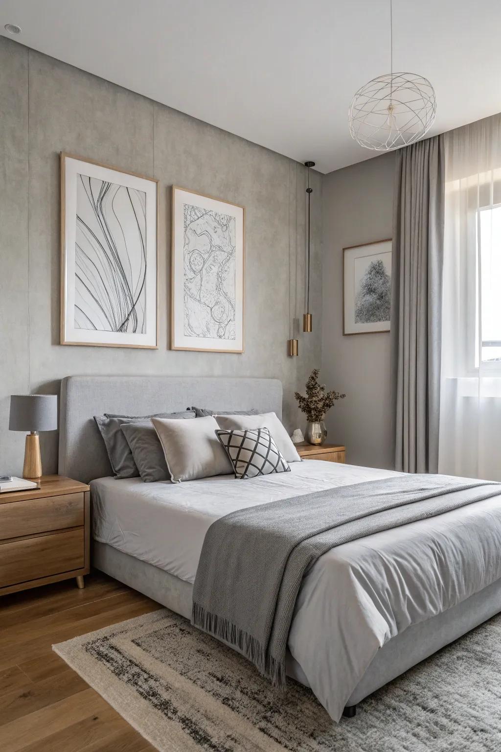 Understated wall decor enhances the tranquility of repose gray.