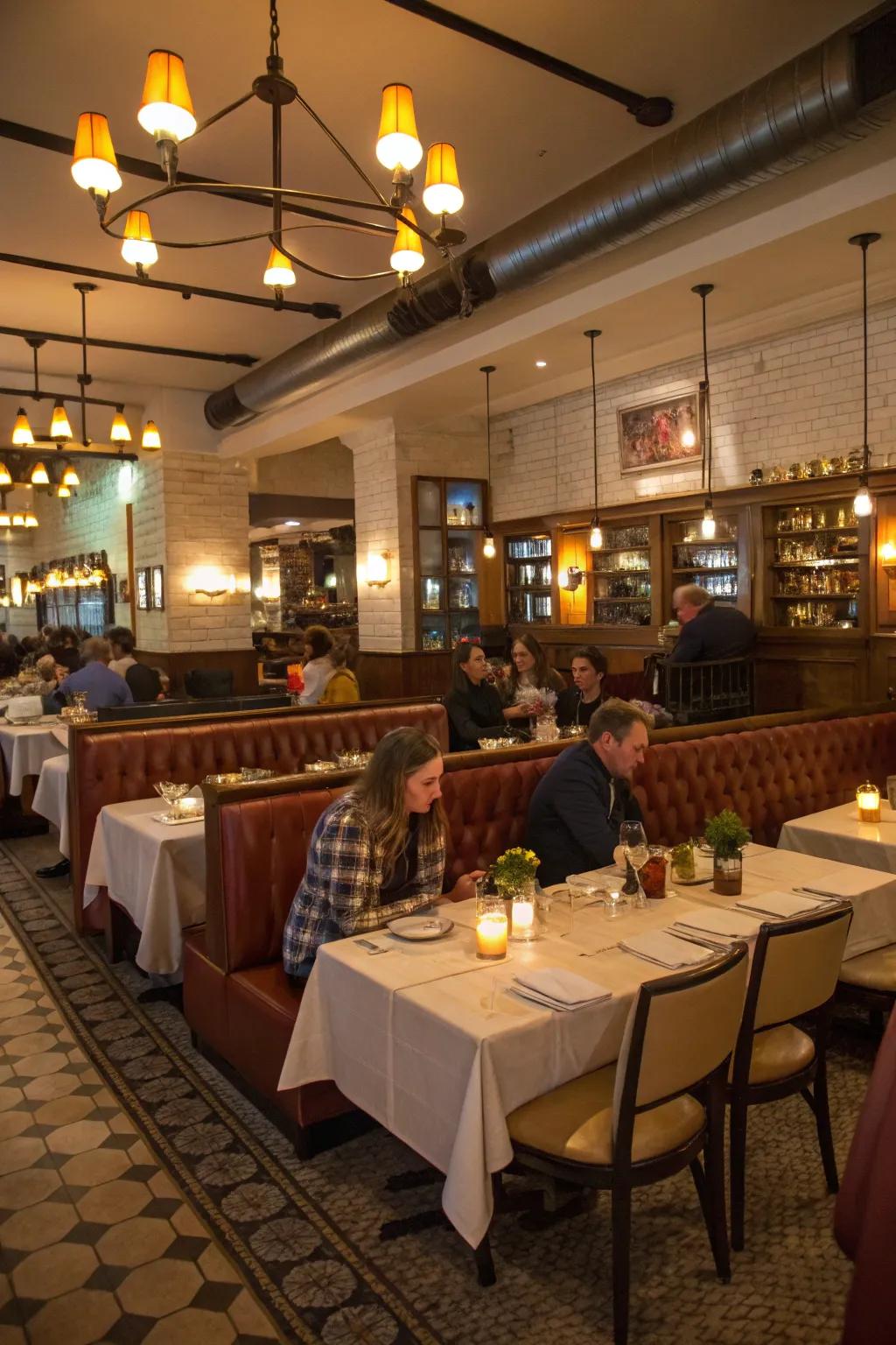 A variety of seating arrangements can elevate the dining experience.